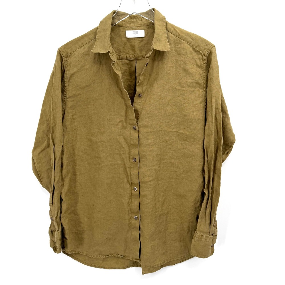 Uniqlo Olive Green Button-Down Linen Shirt